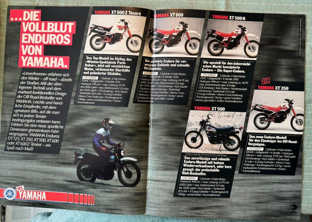 Folder 1985 Yamaha XT600, Verzenden, Zo goed als nieuw, Motoren