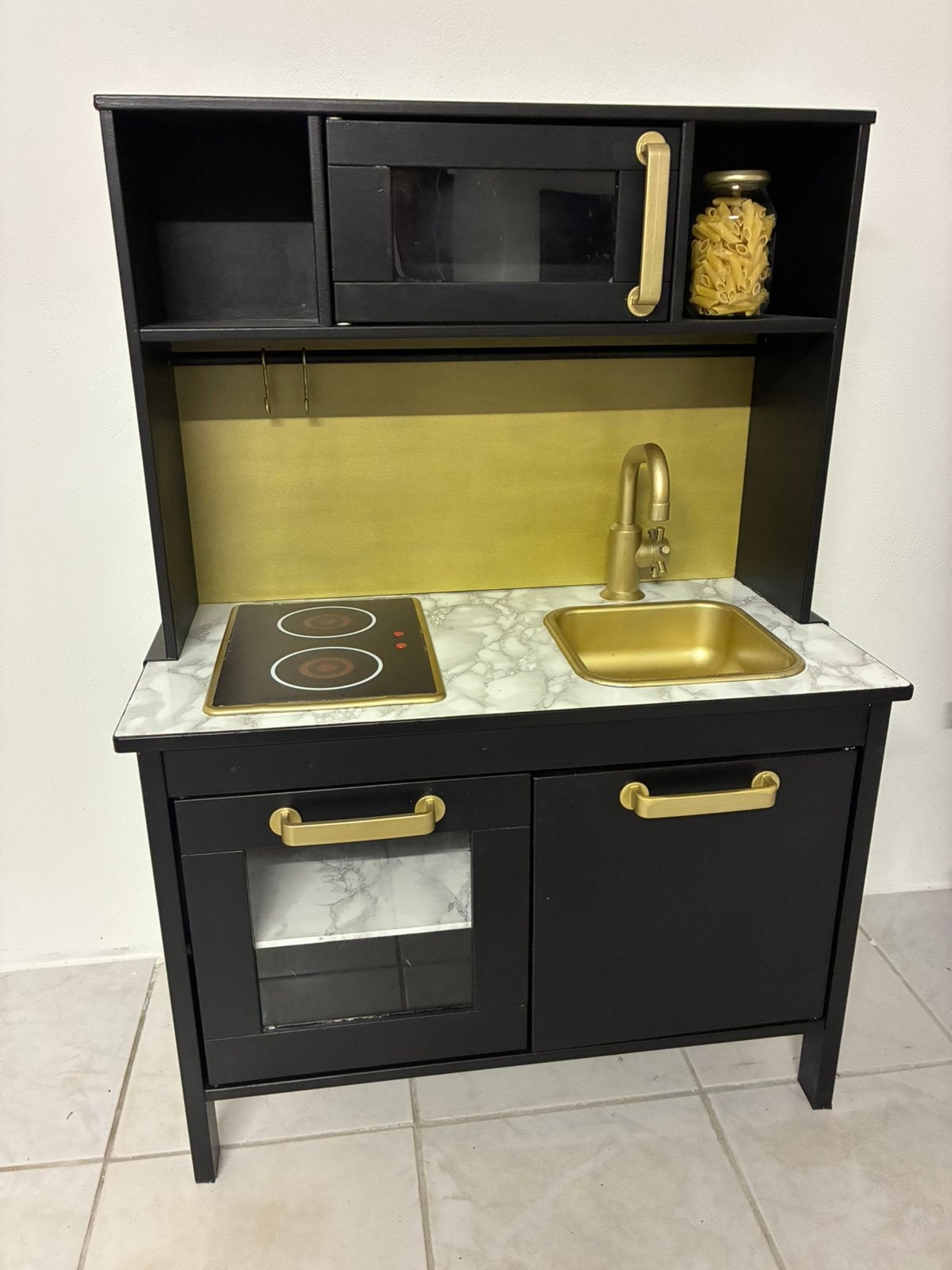Restyled IKEA Duktig speelkeuken zwart mer gouden accenten, Ophalen, Zo goed als nieuw