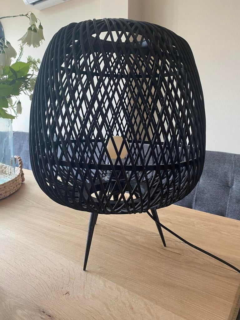 Rotan Tafellamp, Huis en Inrichting, Lampen | Tafellampen, Ophalen of Verzenden, Zo goed als nieuw, Minder dan 50 cm