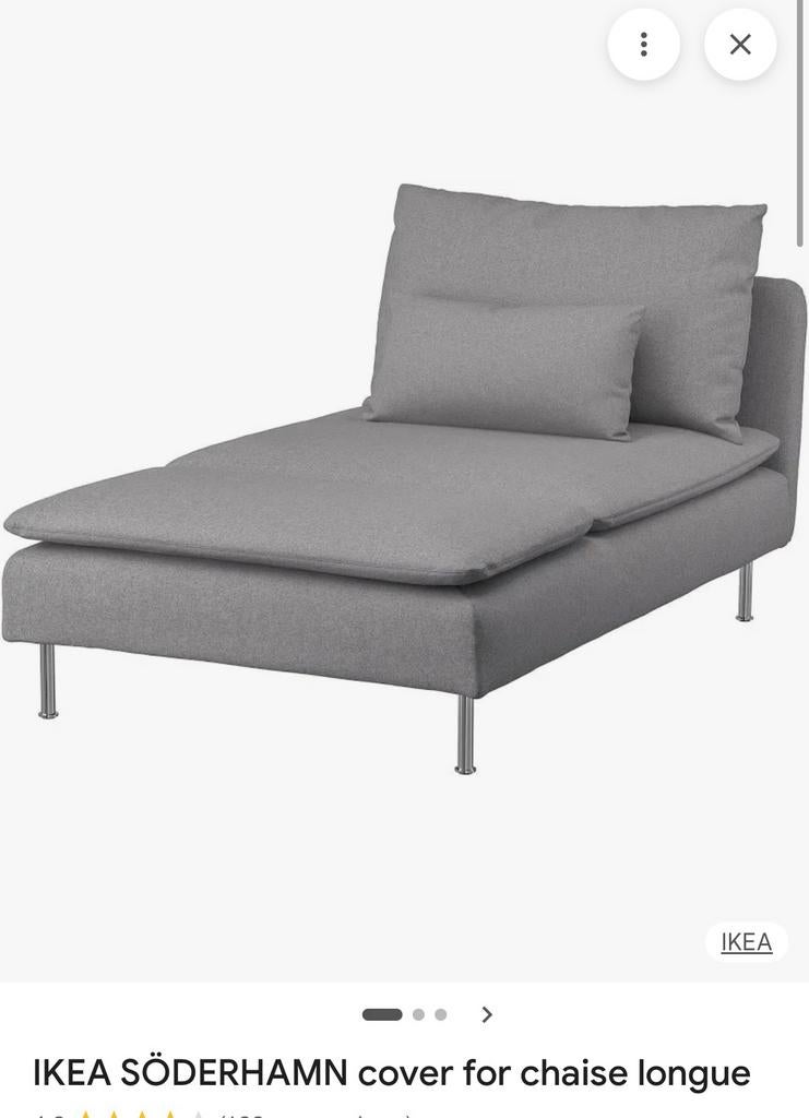 Ikea SÖDERHAMN Hoes chaise longue, Tonerud grijs, Ophalen, Zo goed als nieuw, Eenpersoons, Grijs