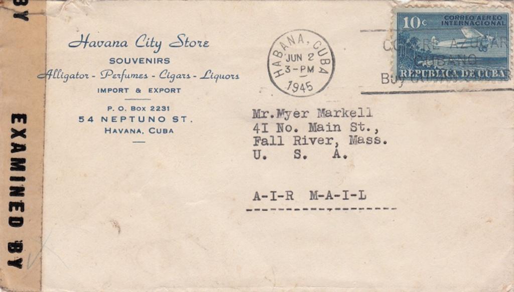 Cuba censuurbrief 1945 met particuliere bedrukking, Ophalen of Verzenden, Brief