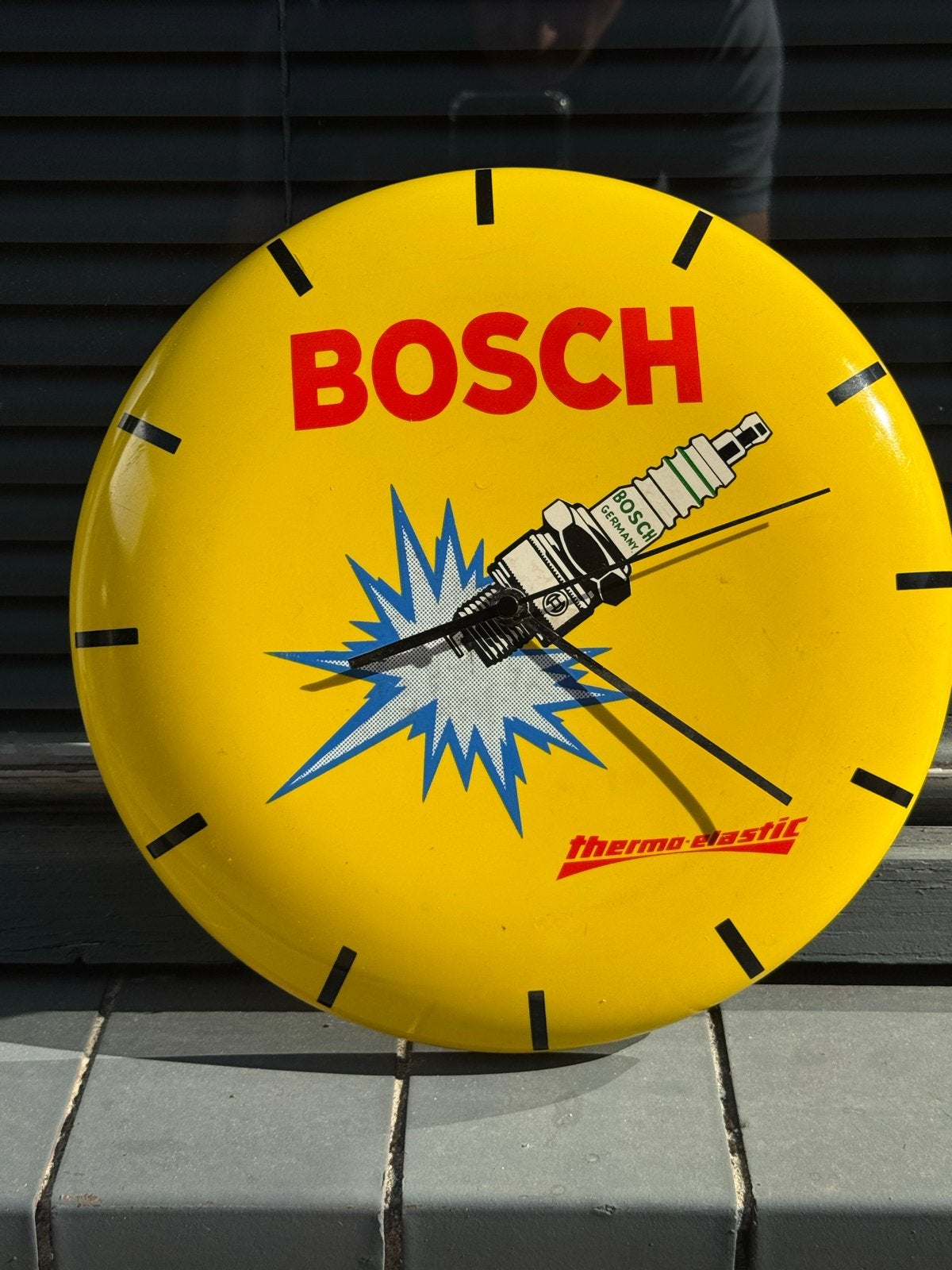Vintage Bosch Bougie Klok - Geel Reclameobject, Ophalen