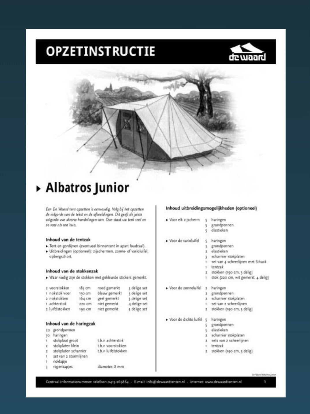 De Waard tent Albatros junior, Caravans en Kamperen, Tenten, tot en met 4, Gebruikt, Ophalen