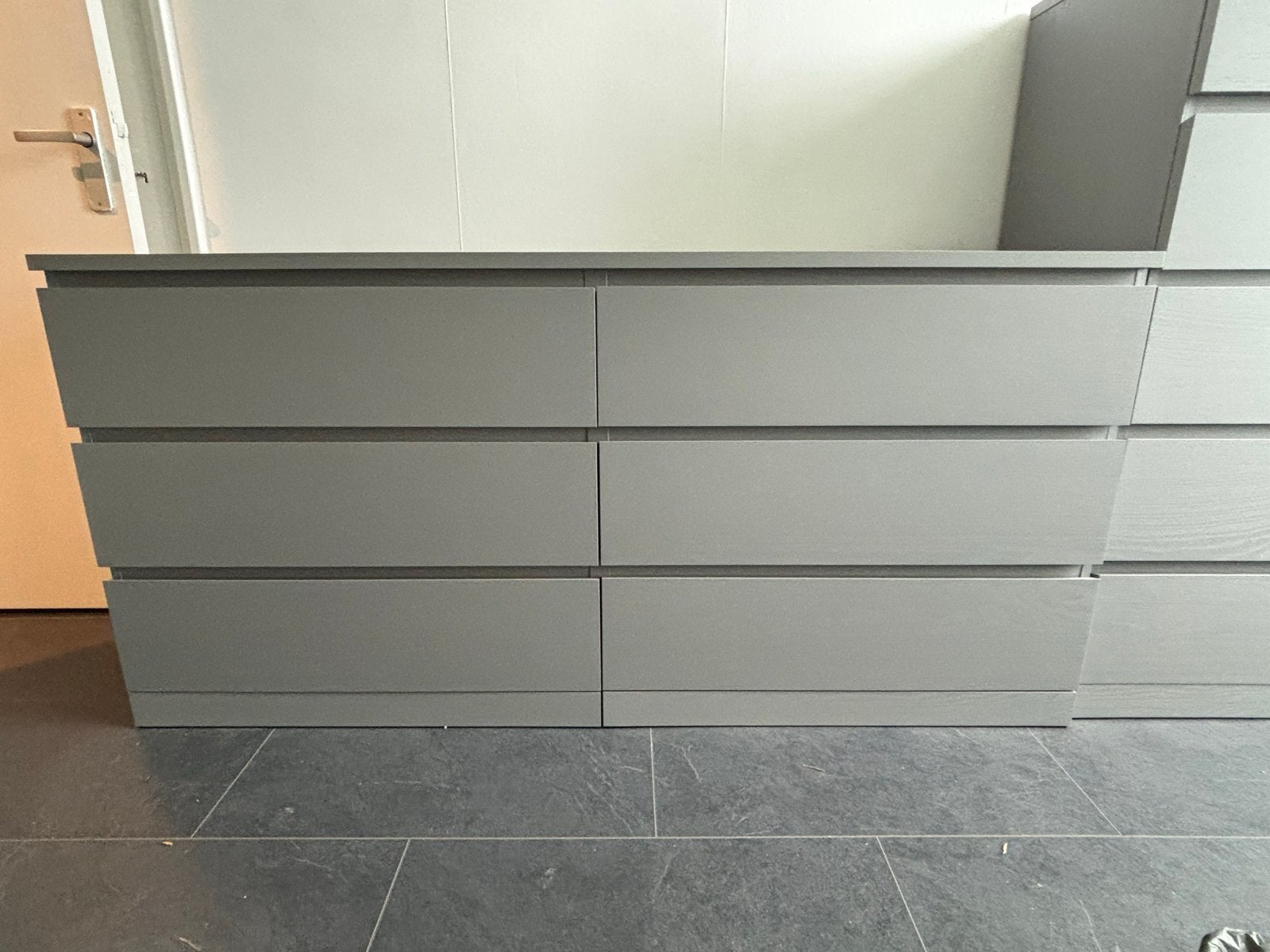 IKEA MALM ladekast met 6 lades - Grijs, Ophalen, 5 laden of meer, 150 tot 200 cm, Zo goed als nieuw