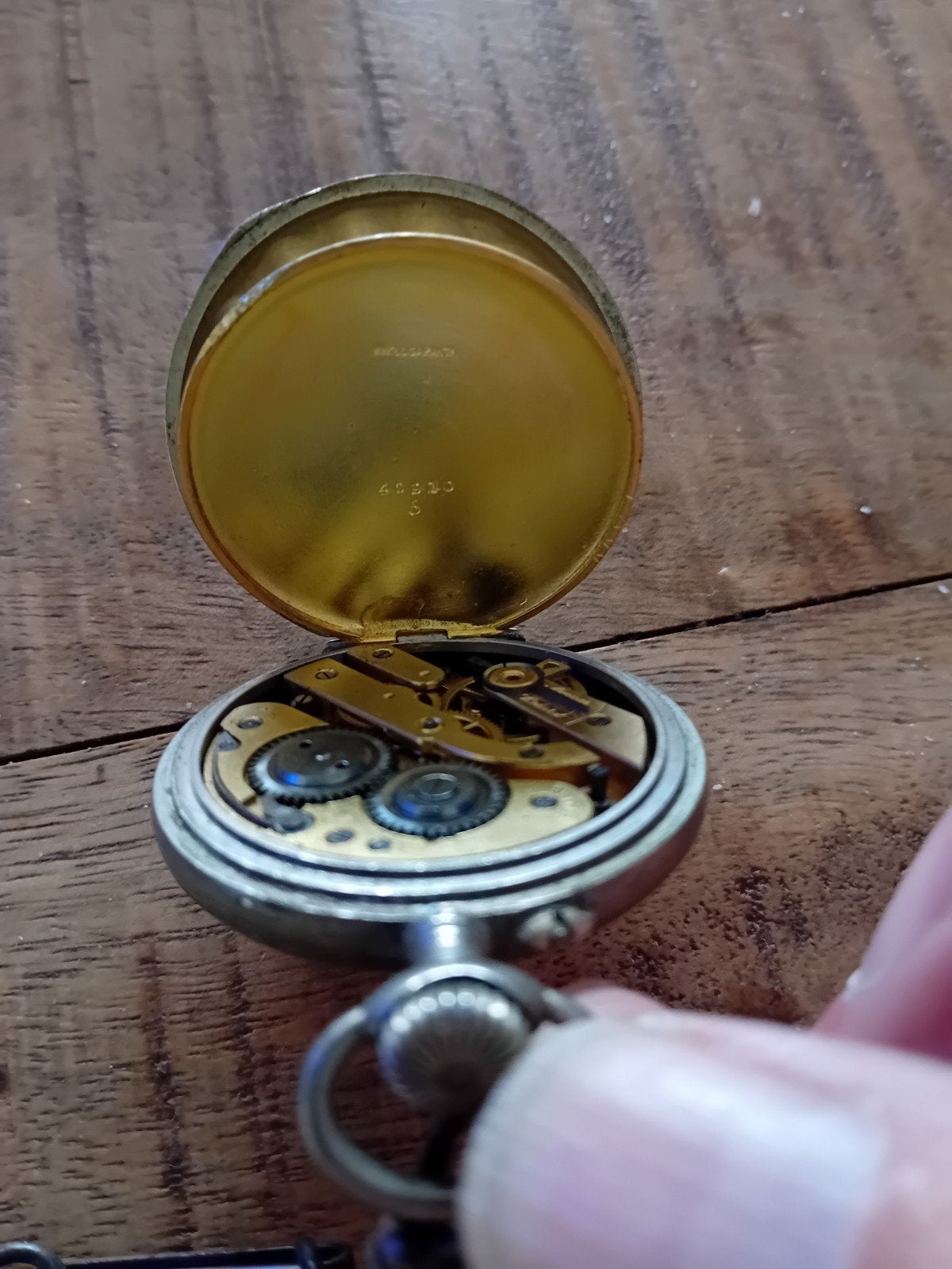 Antiek zilveren zakhorloge met ketting en doosje, Antiek en Kunst, Antiek | Klokken, Ophalen of Verzenden
