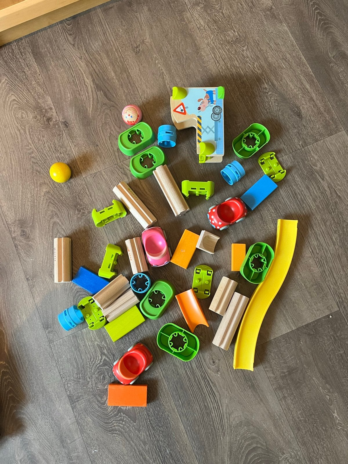 Houten knikkerbaan Haba Kullerbu diverse onderdelen, Ophalen of Verzenden, Gebruikt, Overige merken