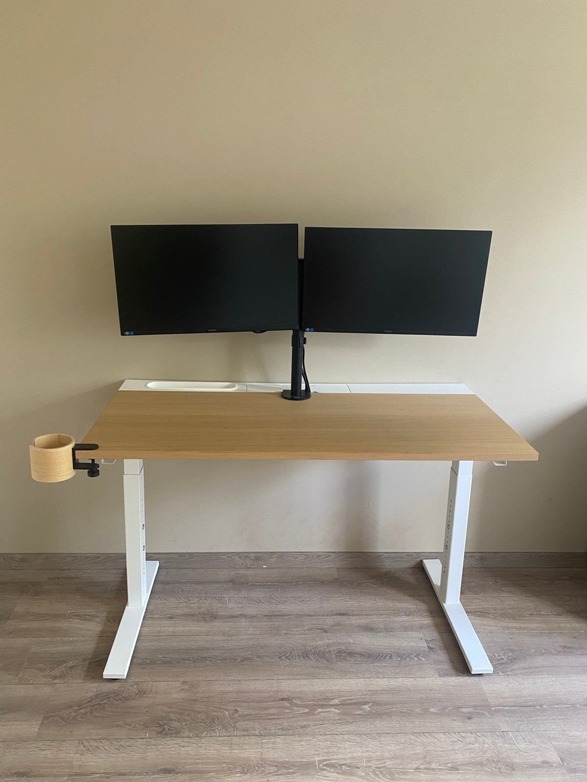 Ikea Mittzon bureau 120x60 (excl. schermen), Huis en Inrichting, Ophalen, 120 cm, Hout, In hoogte verstelbaar