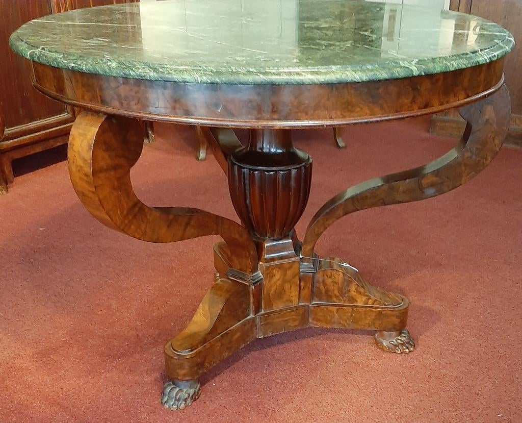 Empire mahoniehouten tafel met marmeren blad, Antiek en Kunst, Antiek | Meubels | Tafels, Ophalen of Verzenden