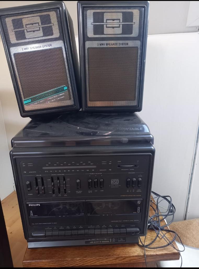 Philips HSD en Platenspeler, Dubbel Cassettedeck, Ophalen, Gebruikt, Audio