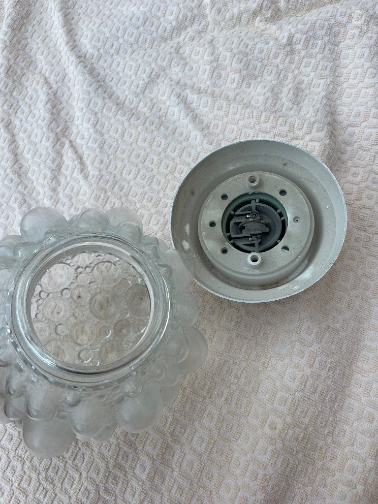 Vintage bubbelglas plafondlamp, Ophalen, Gebruikt, Overige fittingen, Glas