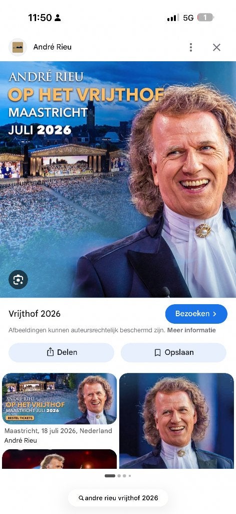 Ticket André Rieu vrijthofconcert, Tickets en Kaartjes, Concerten | Klassiek, Eén persoon, Januari