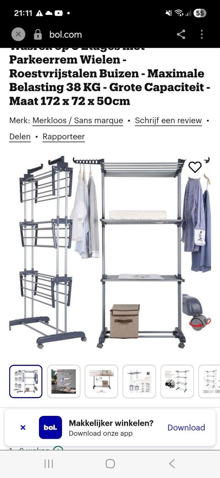 Wasrek - mist 1 buis ruilen voor, Ophalen