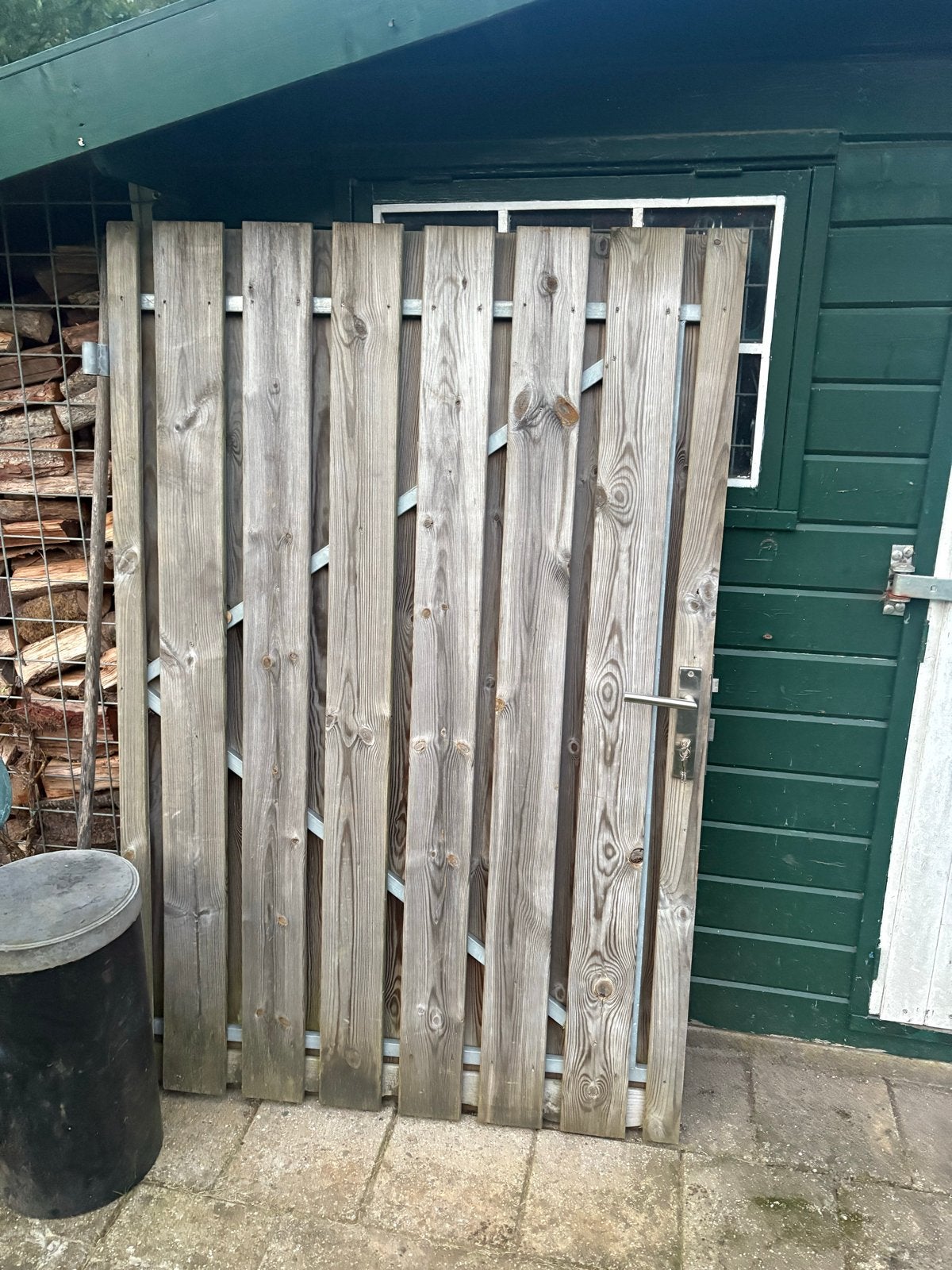 Houten Tuinpoort met Slot en Sleutels, Tuin en Terras, Ophalen, Met poort, Gebruikt, Tuinhek