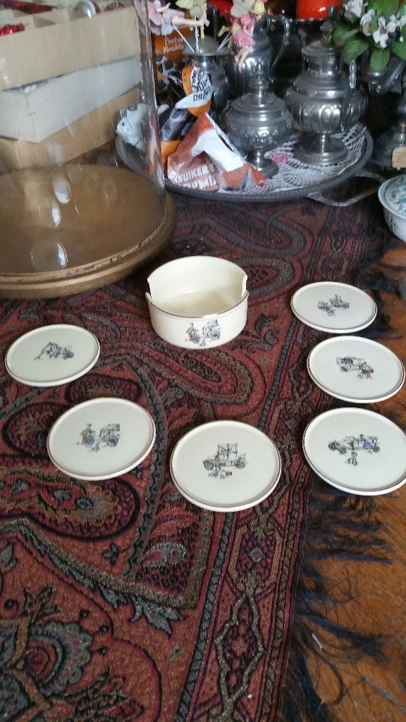 houder met 6 vermoed onderzetters WACHTENBACH, Antiek en Kunst, Antiek | Porselein, Ophalen of Verzenden