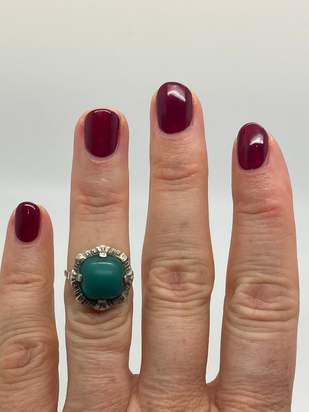 F733 Prachtige zilveren malachiet ring maat 16,5, Ophalen of Verzenden, Zilver, Ring, Met edelsteen
