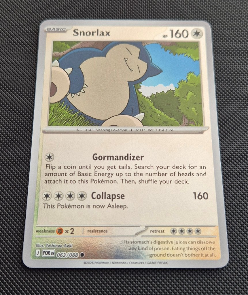 NM condition Snorlax Reverse POR 063/088, Ophalen, Zo goed als nieuw, Losse kaart, Foil