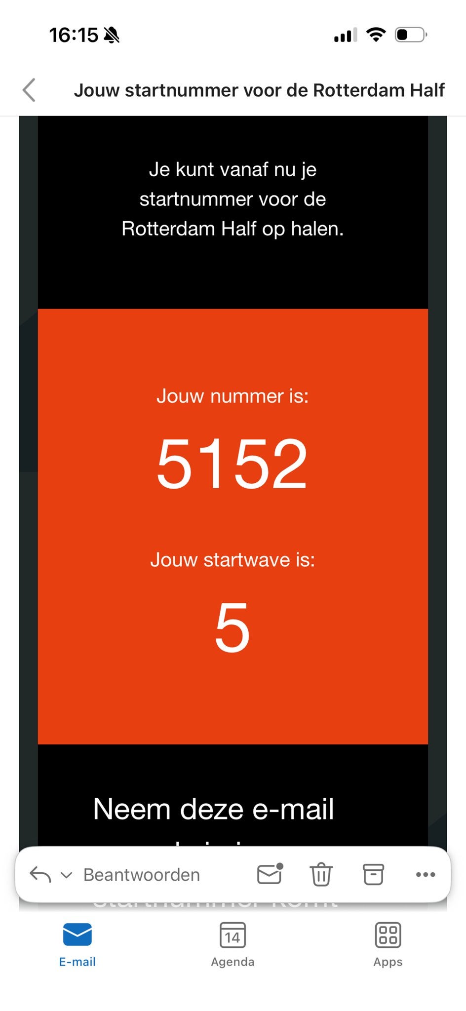 Startbewijs halve Marathon Rotterdam