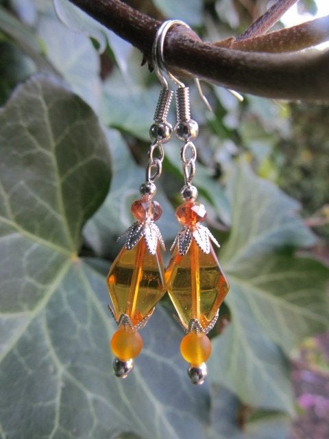 Oorbellen Rinske glas-kristalglas facet verzilverd, Hangers, Geel, Nieuw, Zilver