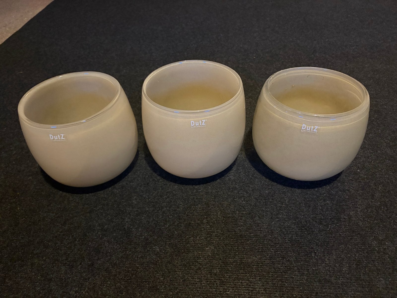 Dutz Collection glazen potten vazen - set van 3, Ophalen of Verzenden, Gebruikt, Beige, Glas