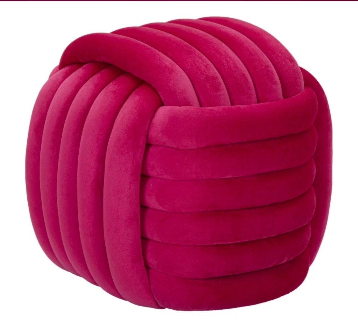 Roze fluwelen knoop poef, Ophalen, Minder dan 50 cm, Vierkant, Nieuw