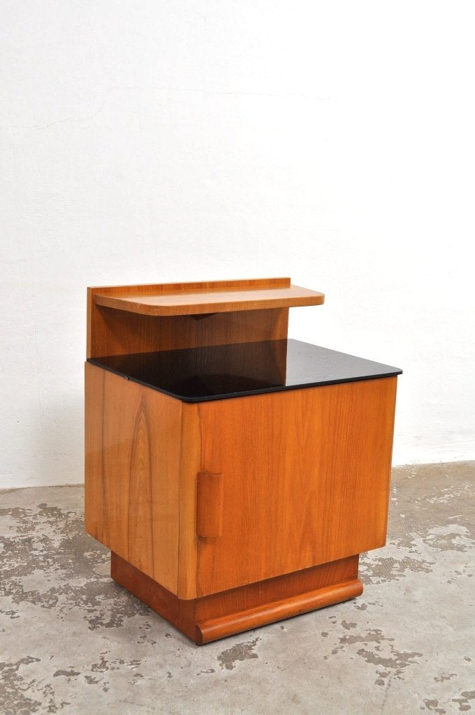 Art deco nachtkastjes Jindrich Halabala set kastjes jaren 40, Huis en Inrichting, Ophalen of Verzenden, Gebruikt, 45 tot 65 cm