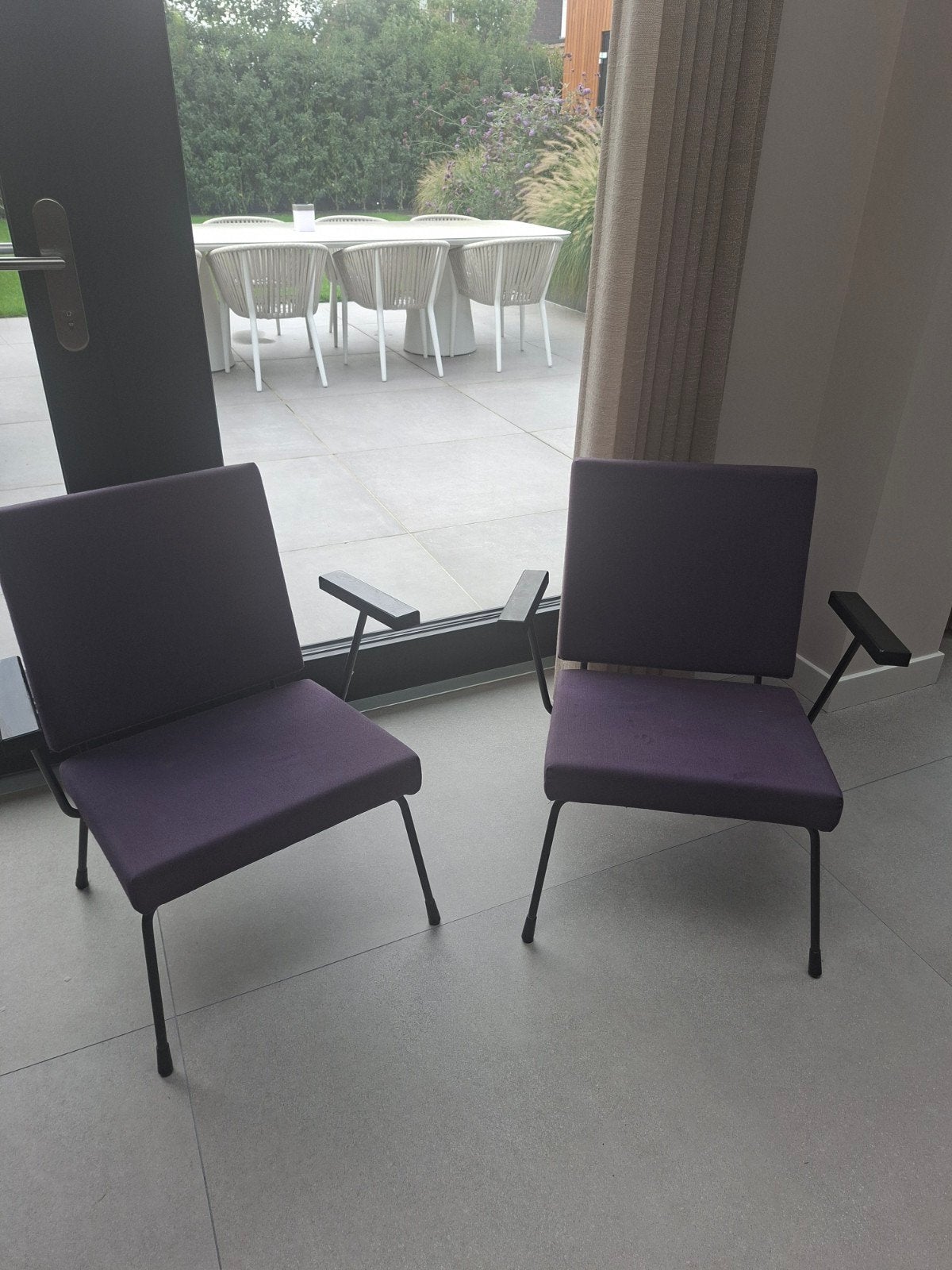 fauteuils 2 stuks van van Gispen met tafel, Ophalen, Gebruikt, 75 tot 100 cm, Stof