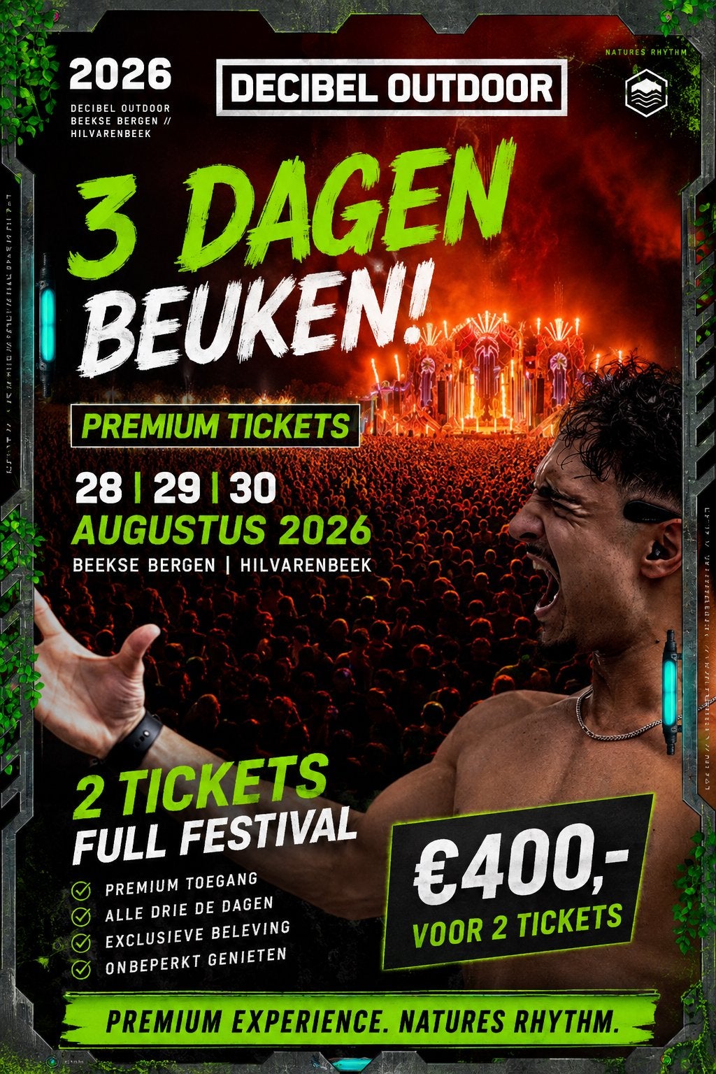 2x Decibel Outdoor 2026 Premium Weekend Tickets, Twee personen