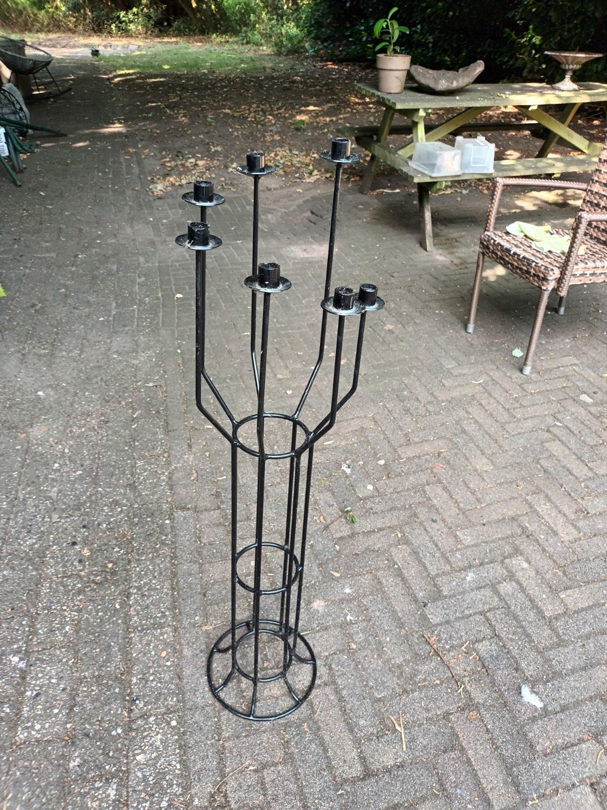 kandelaar- vloerkandelaar - vintage - zwart, Ophalen, Gebruikt