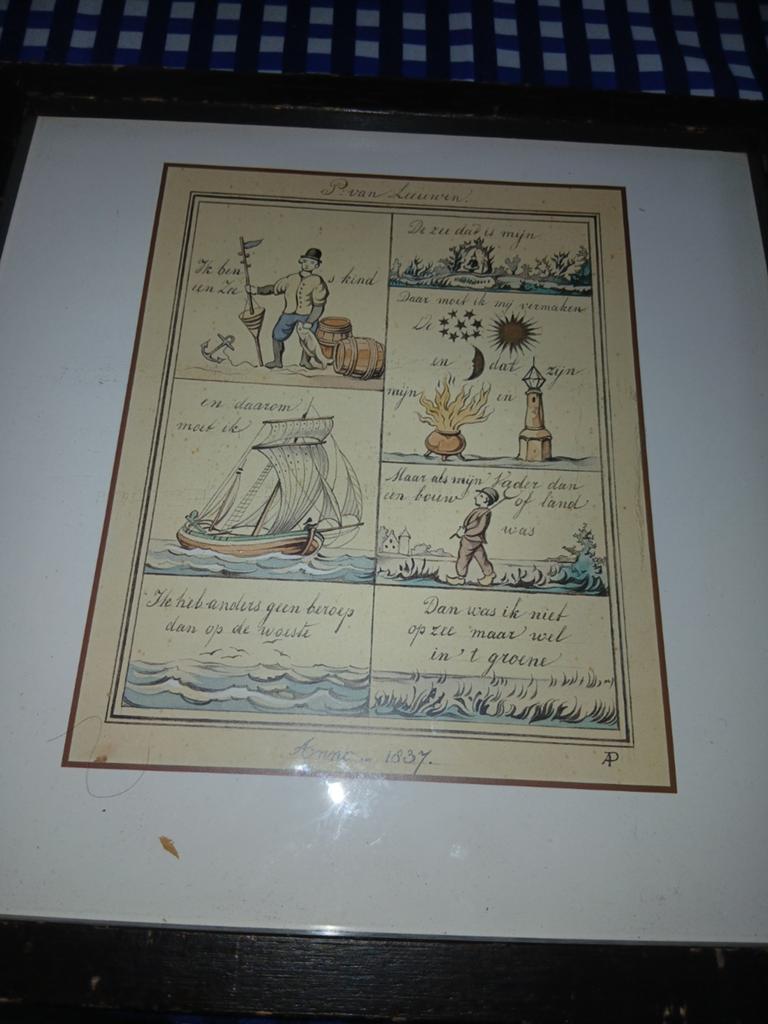 Antieke Maritieme Prent "P. van Leeuwen" uit 1837, Antiek en Kunst, Kunst | Tekeningen en Foto's, Ophalen of Verzenden