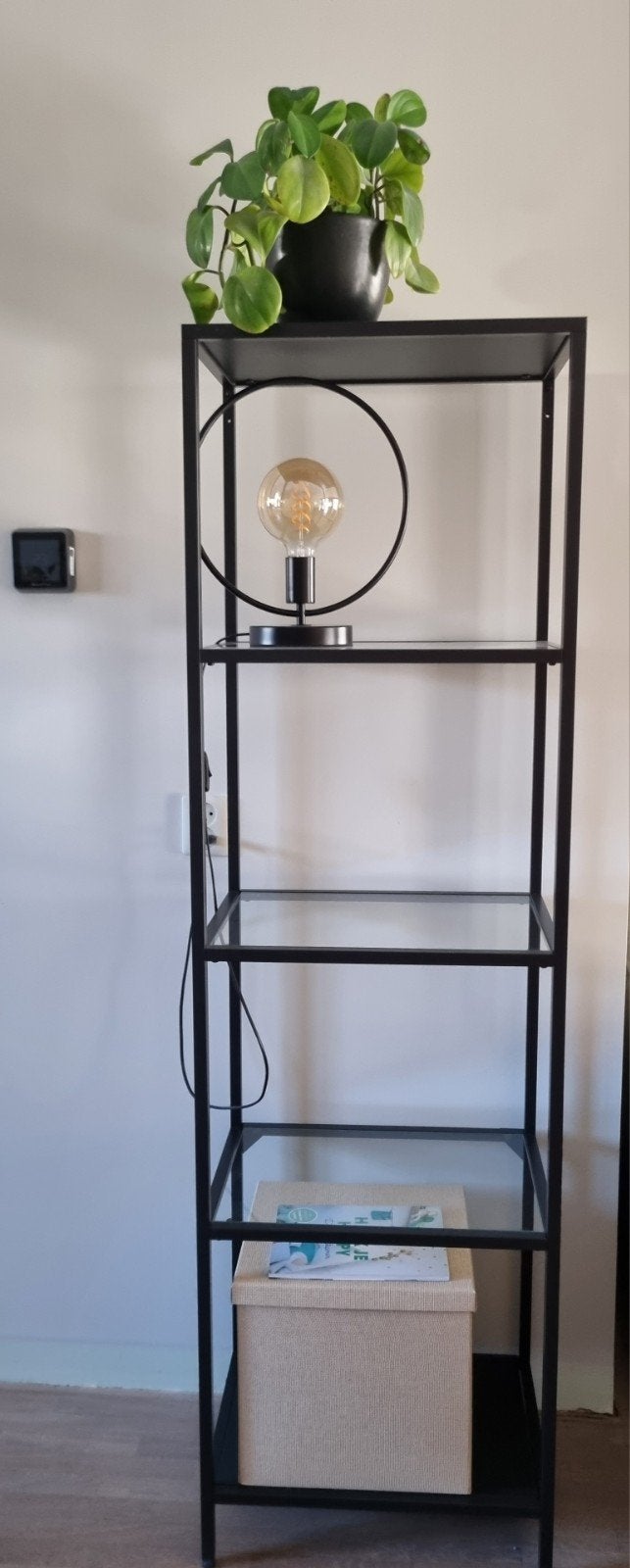 IKEA Kast Metaal met Glazen Plateaus - Modern Design, Ophalen, Met plank(en), Minder dan 50 cm, Zo goed als nieuw