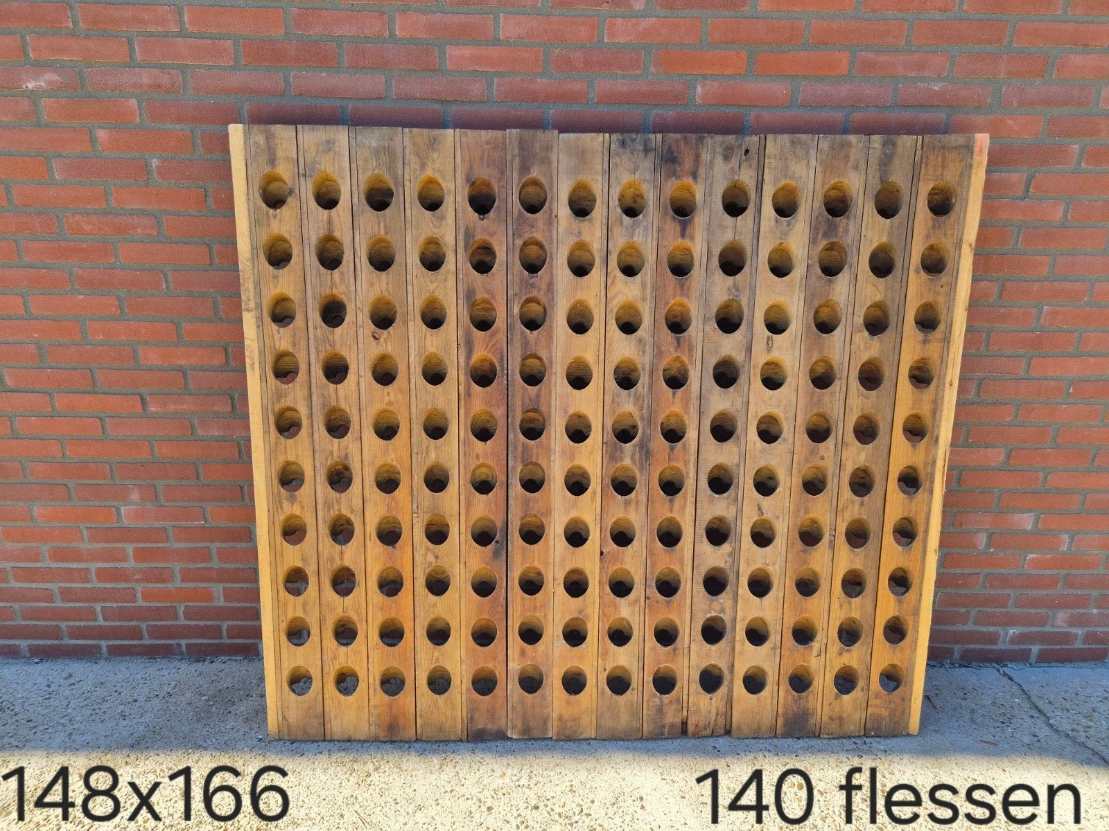 Groot Wijnrek voor 140 Flessen - Hout, Ophalen, Gebruikt, 25 flessen of meer, 75 – 100