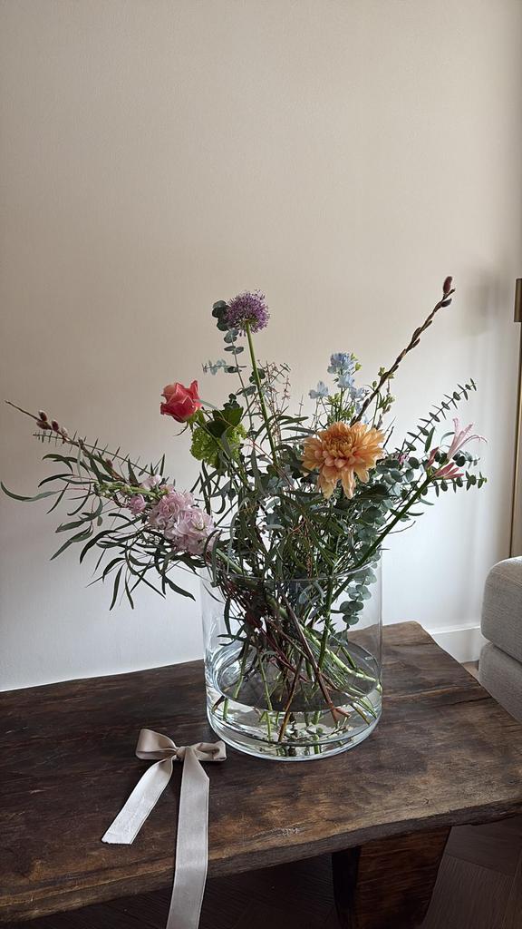 Gezocht! Cilindervaas afmeting +30x30, Overige kleuren, Ophalen of Verzenden, Minder dan 50 cm, Glas