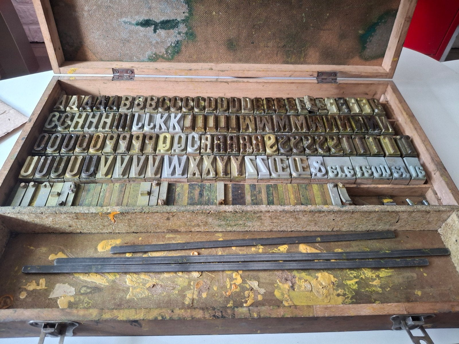 Vintage Letterpress Set in Houten Kist, Antiek en Kunst, Ophalen of Verzenden