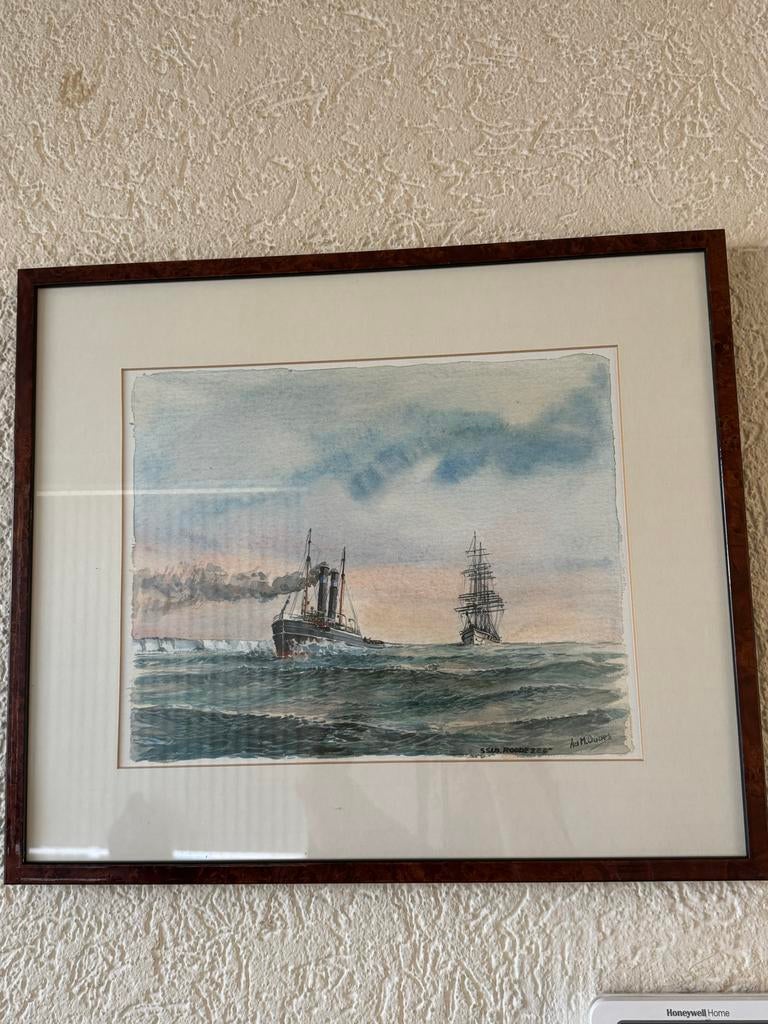 Aquarel maritiem schilderij – Ad M. Oudes, Ophalen of Verzenden