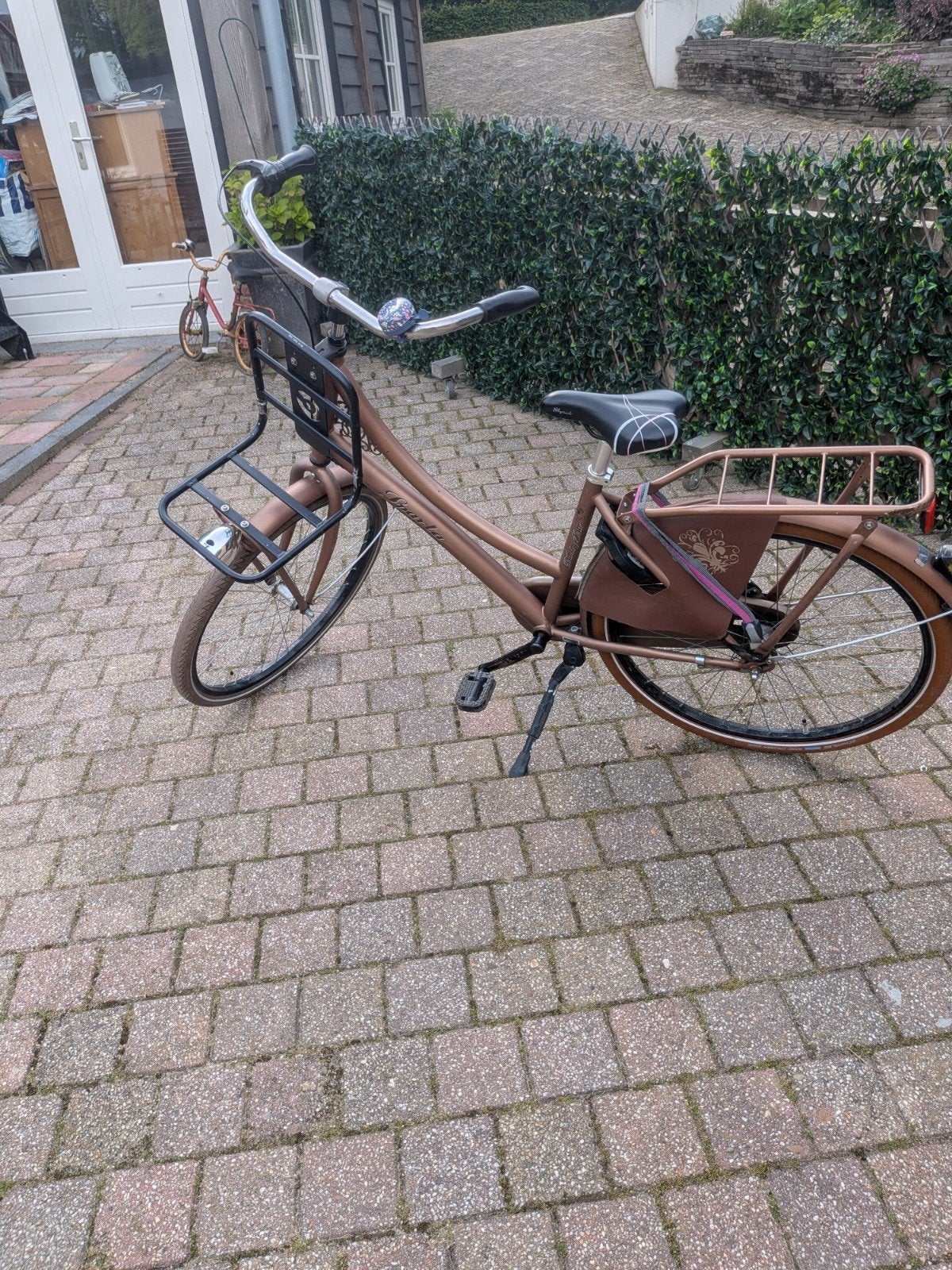 Damesfiets met voordrager en bagagedrager, Fietsen en Brommers, (Extra) lage instap, Trommelrem, Ophalen, Overige merken