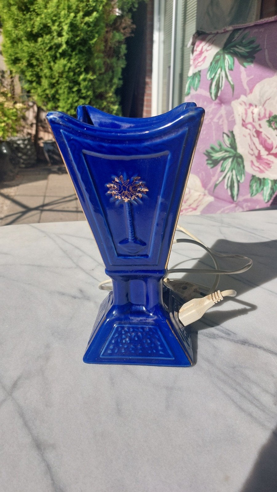 vintage japanse electrische wierookbrander kabaltblauw., Antiek en Kunst, Ophalen
