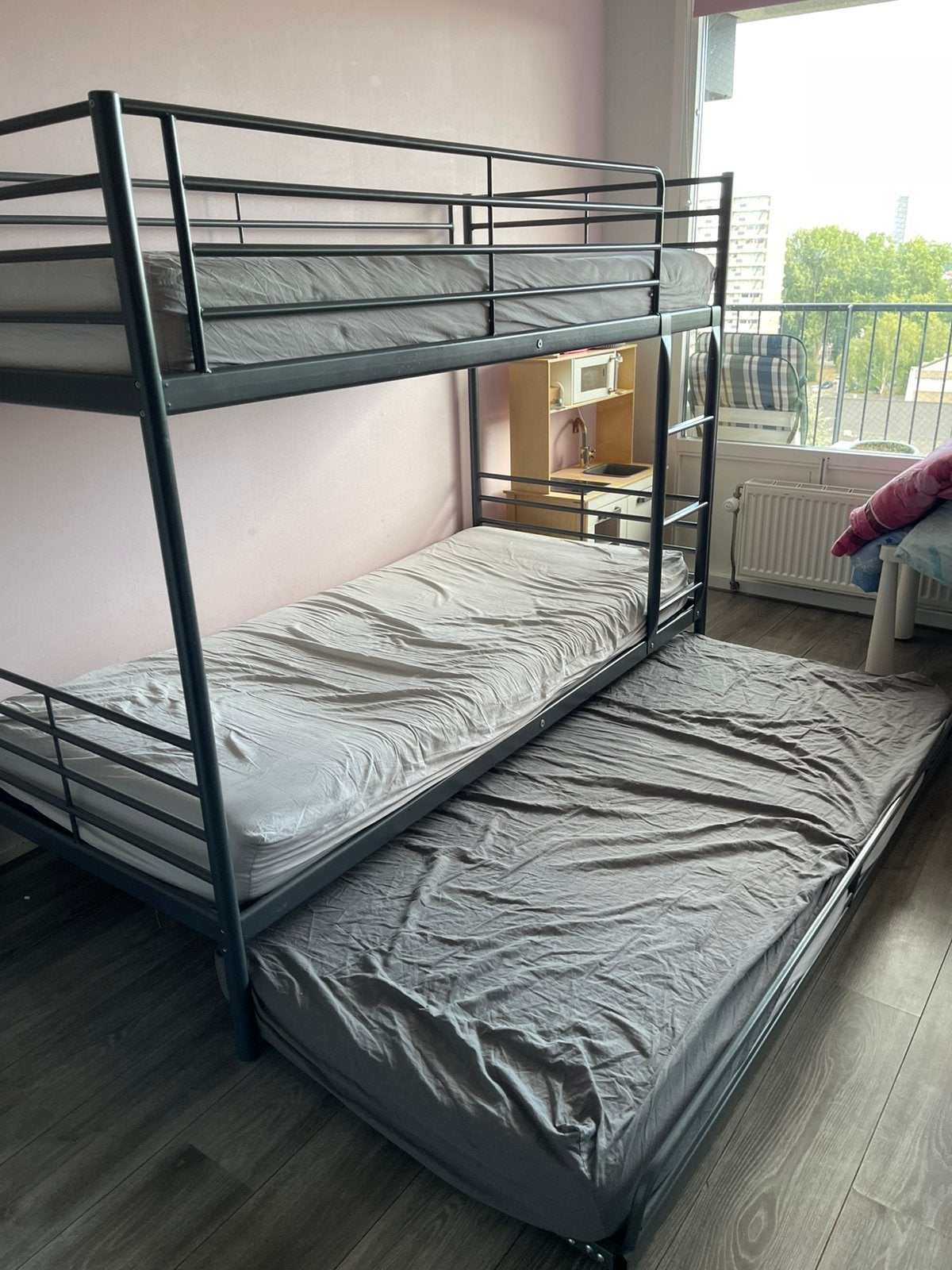 Stapelbed 3 personen, Huis en Inrichting, Slaapkamer | Stapelbedden en Hoogslapers, Ophalen, Gebruikt, 90 cm, Tweepersoons