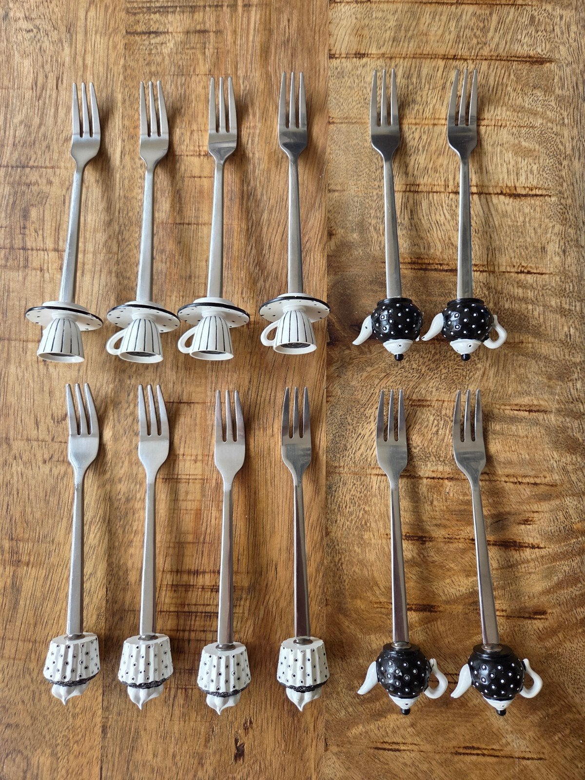 Dutch Rose Gebaksvorkjes - 12 stuks, Gebaksvork, Los bestek, Ophalen of Verzenden, Zo goed als nieuw
