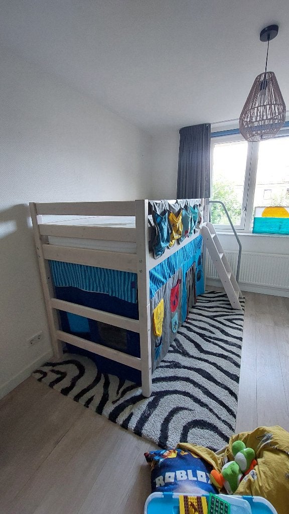 Flexa verhoogde halfhoogslaper met ridder textielset, Ophalen, Gebruikt, Hoogslaper