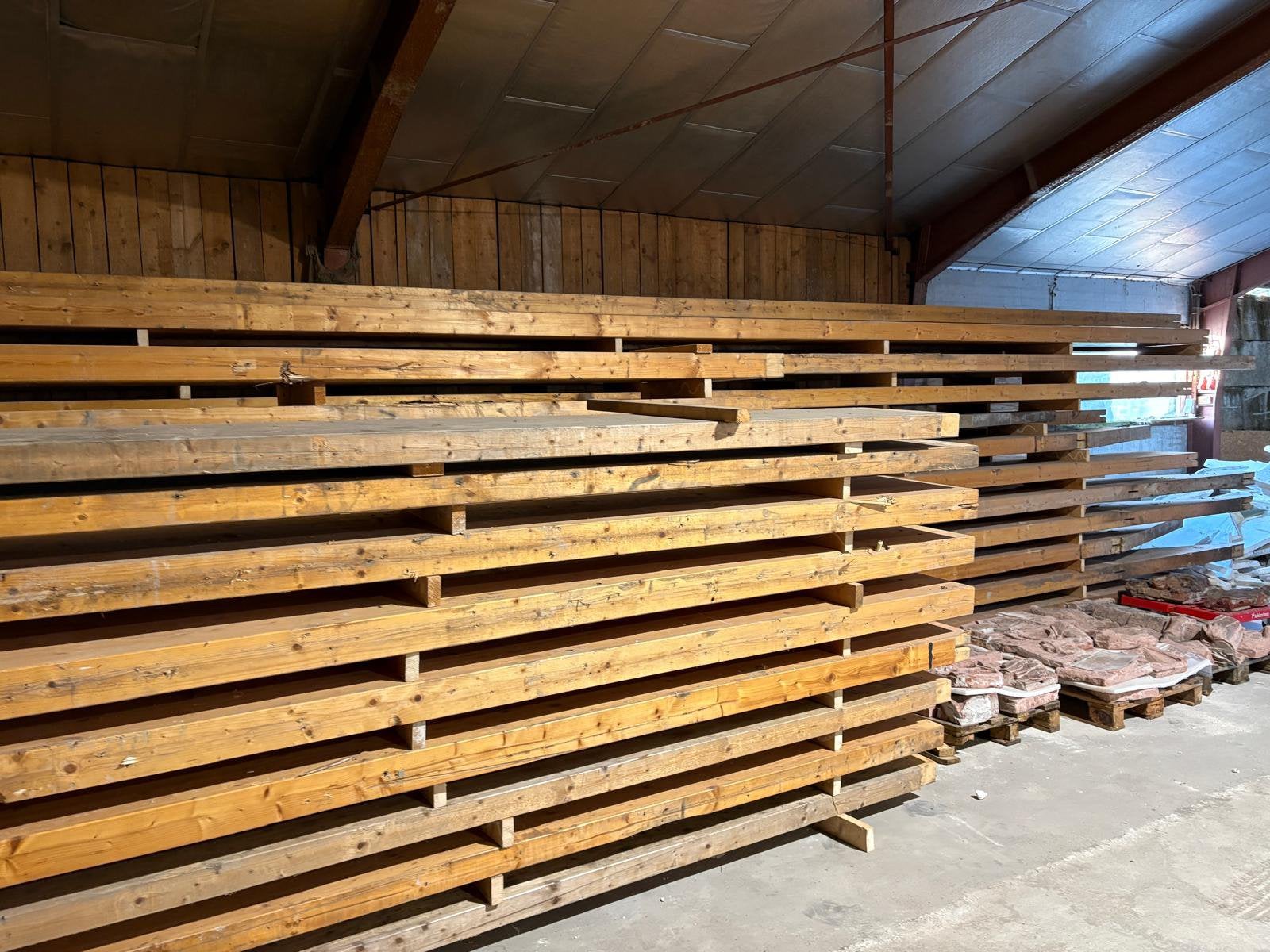Partij dak spanten hout, Doe-het-zelf en Verbouw, Hout en Planken, Ophalen, Gebruikt, Balk, Overige houtsoorten