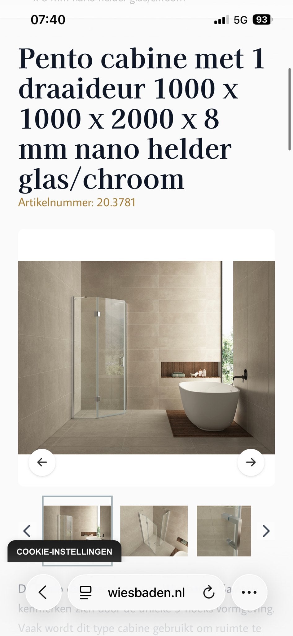 Wiesbaden Pento Douchecabine 1000x1000x2000mm, Nieuw, Ophalen, Nieuw, Met douche