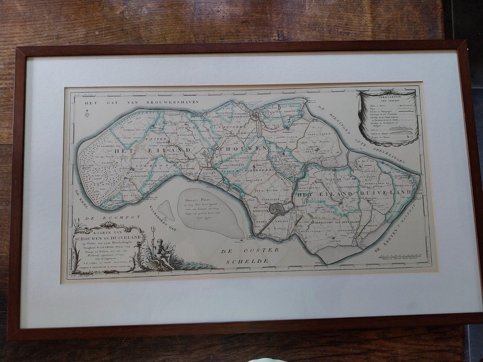 Topografische kaart van Schouwen en Duiveland, Ophalen of Verzenden, 1800 tot 2000, Nederland, Landkaart