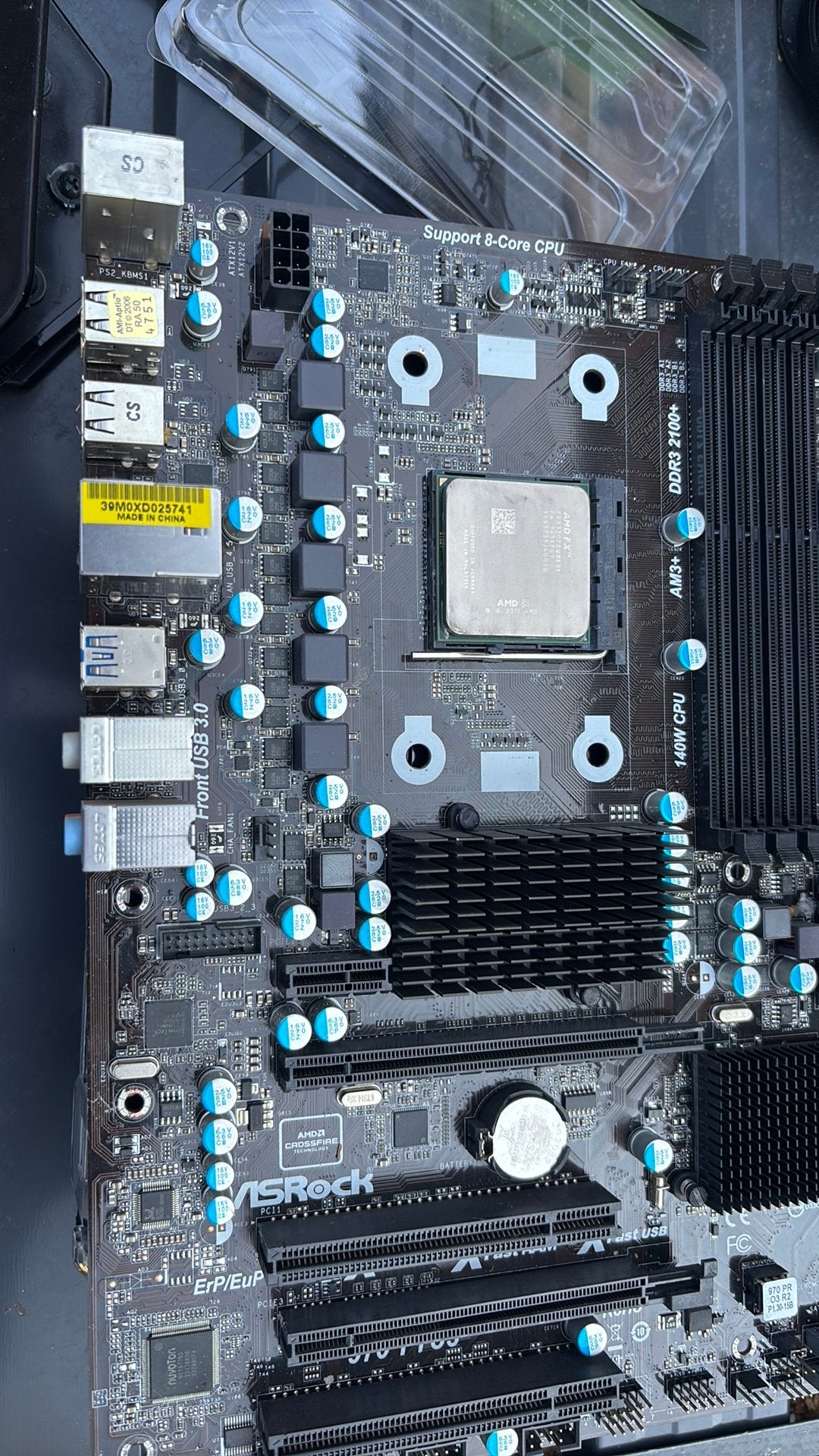 ASRock 970 Pro3 moederbord met AMD FX processor, Computers en Software, Ophalen of Verzenden, Gebruikt, AMD, DDR3