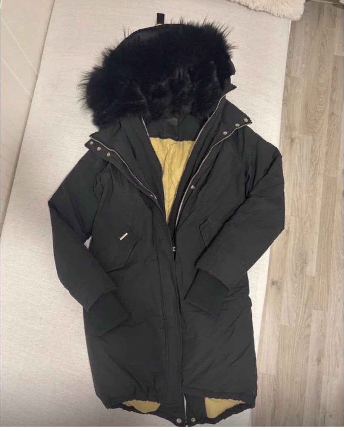 Airforce winterjas met bontkraag - Maat S, Ophalen of Verzenden, Zo goed als nieuw, Maat 36 (S), Zwart
