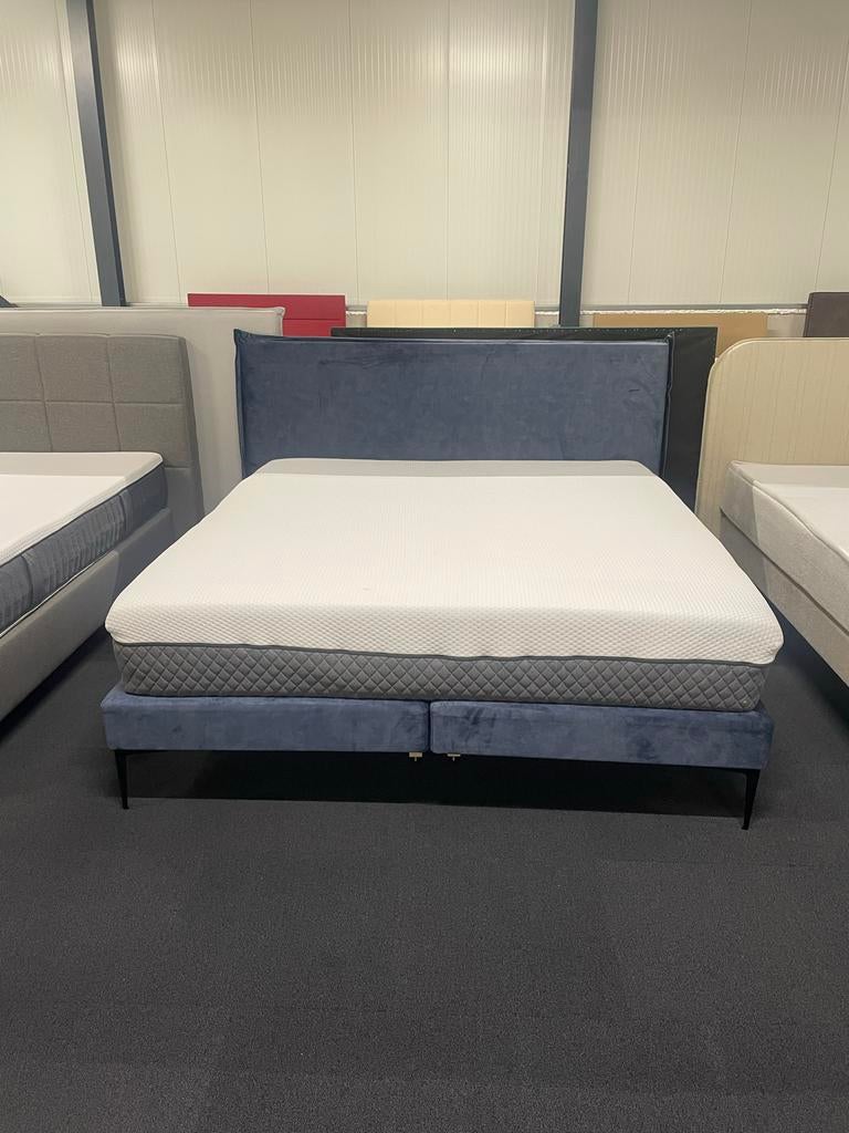Emma boxspring met Emma hybride premium matras 180x200, Blauw, Tweepersoons, Ophalen of Verzenden, Zo goed als nieuw