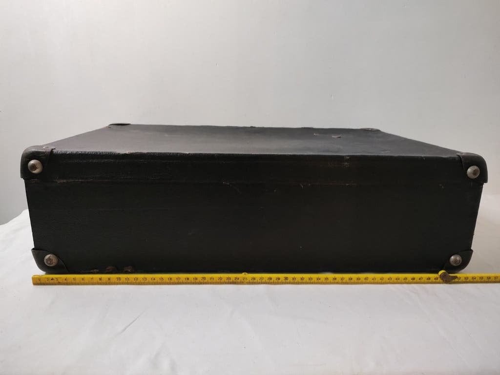 VINTAGE jaren 40 koffer zwart geperst karton en hout - K751, Sieraden, Tassen en Uiterlijk, Overige materialen, Gebruikt, 50 tot 60 cm