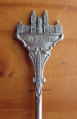 theelepel einsiedeln lepel lepeltje abdij kerk maria spoon +, Ophalen of Verzenden, Gebruikt, Metaal, Bestek