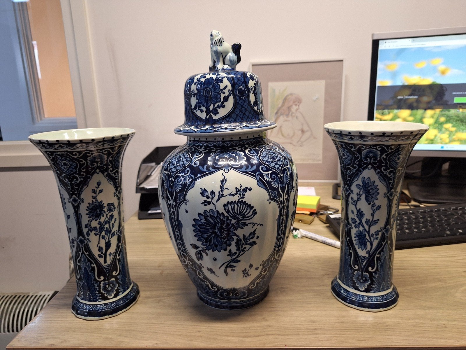 Prachtig Delfts Blauw Vazen Set - Royal Boch Holland, Ophalen of Verzenden