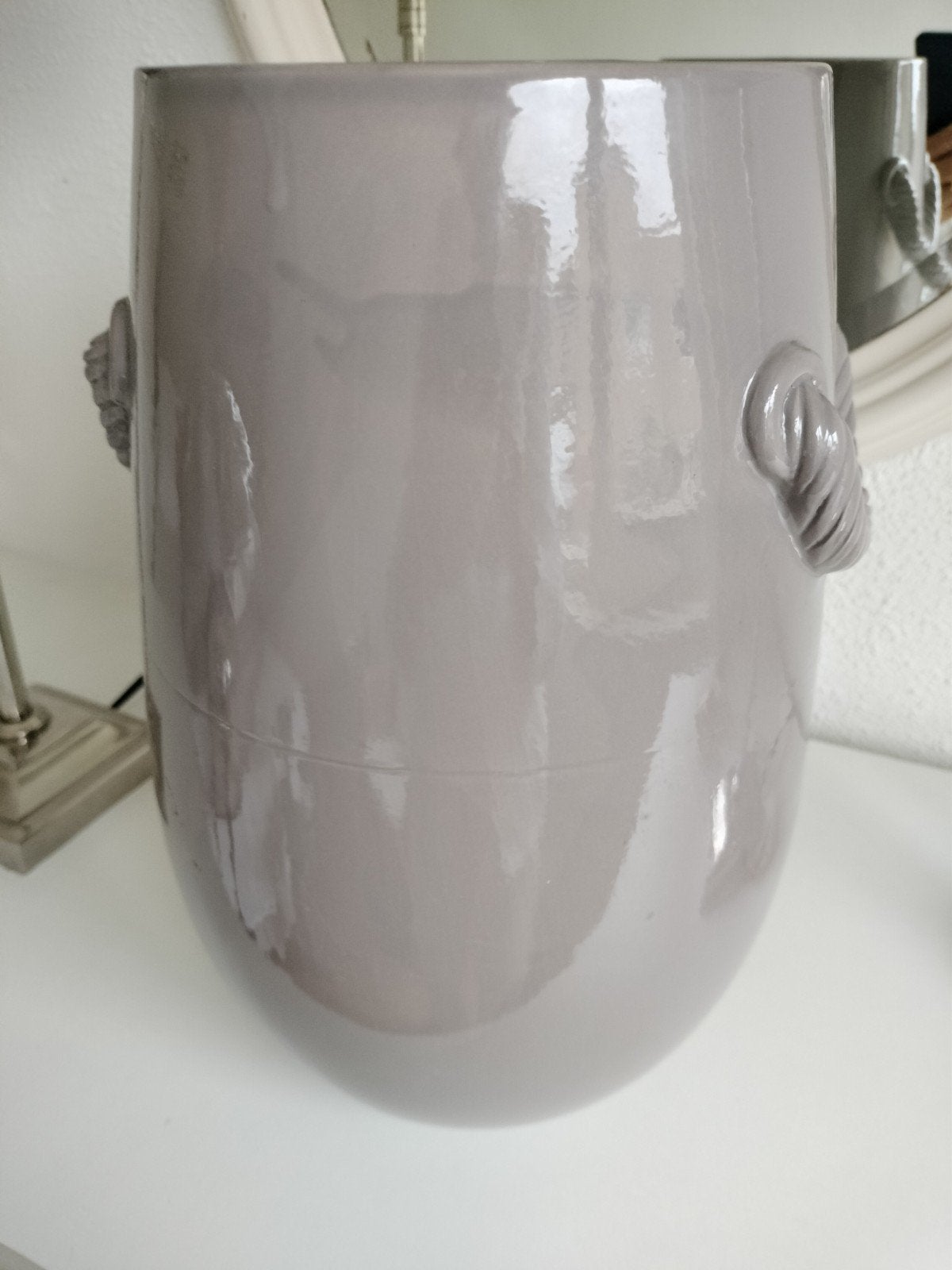 Rivièra Maison vaas aardewerk Taupe 34cm met handgreep, Ophalen, Gebruikt, Overige kleuren, Met handvat