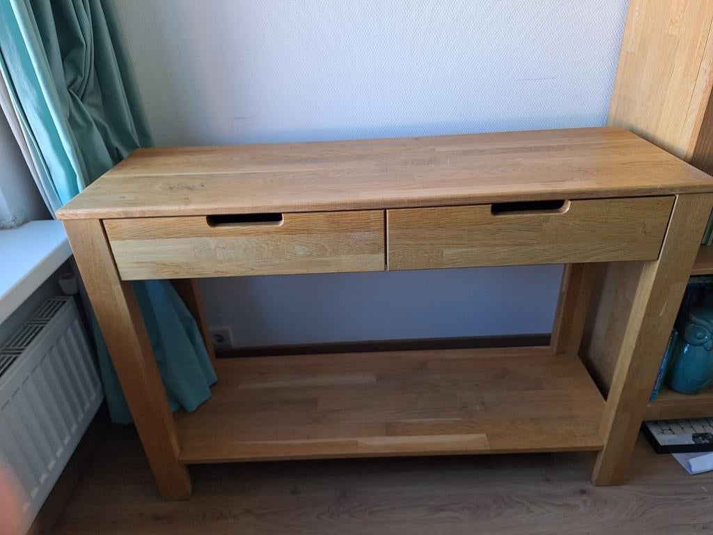 Woood sidetable van blank eikenhout, Huis en Inrichting, Tafels | Sidetables, Ophalen, 100 tot 150 cm, Eikenhout, Zo goed als nieuw